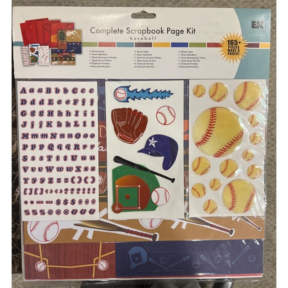 EK Success Baseball Complete Scrapbook Kit 165+ Pieces EKPRPKiTO3